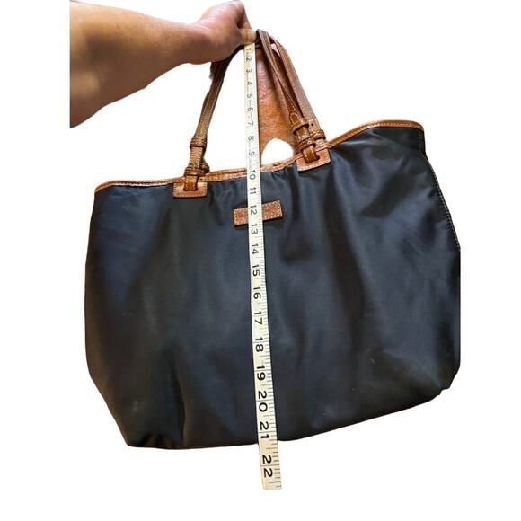 Dooney & Bourke navy blue tote bag shoppers handbag leather accents - Picture 3 of 9